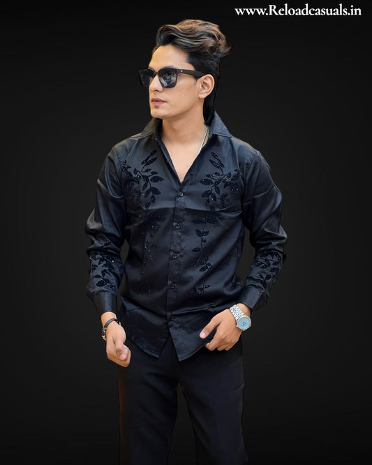 Premium Leaf Embroidered Elegance Shirt