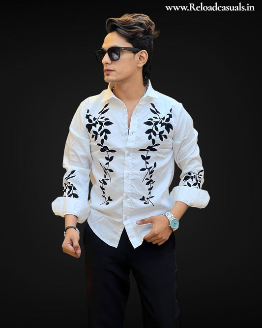 Premium Leaf Embroidered Elegance Shirt