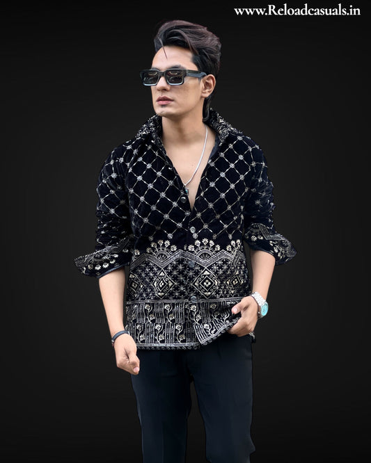 Large Box Cut Velvet Party Shirt