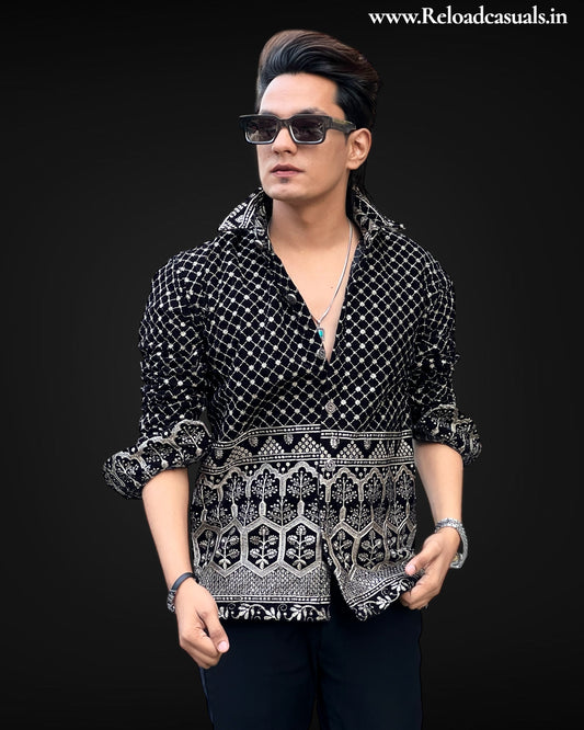 Small Box Cut Velvet Party Shirt