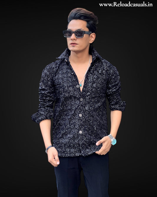 Nine Cut Box Velvet Party Shirt