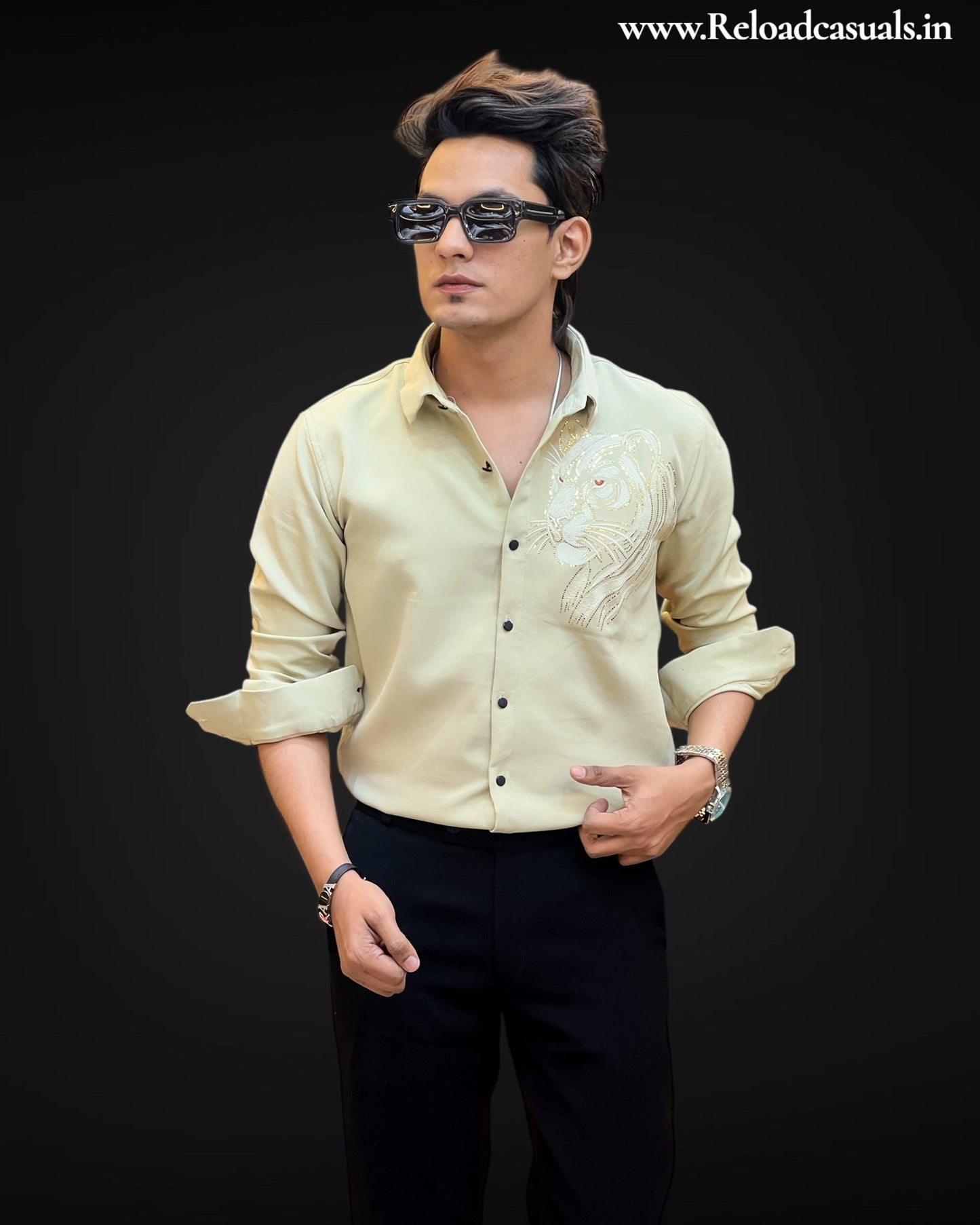 Shadow Lion Embroidery Shirt