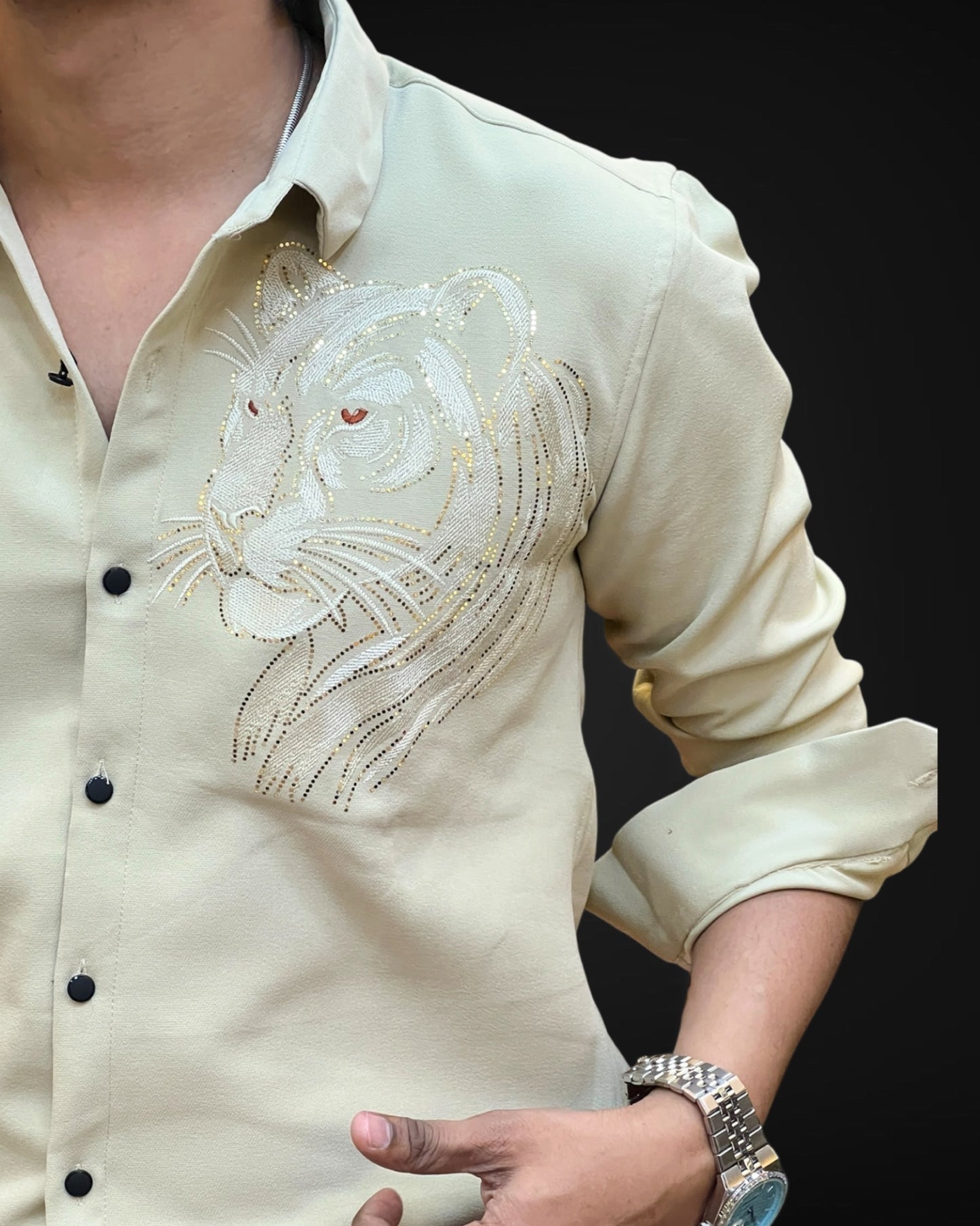 Shadow Lion Embroidery Shirt