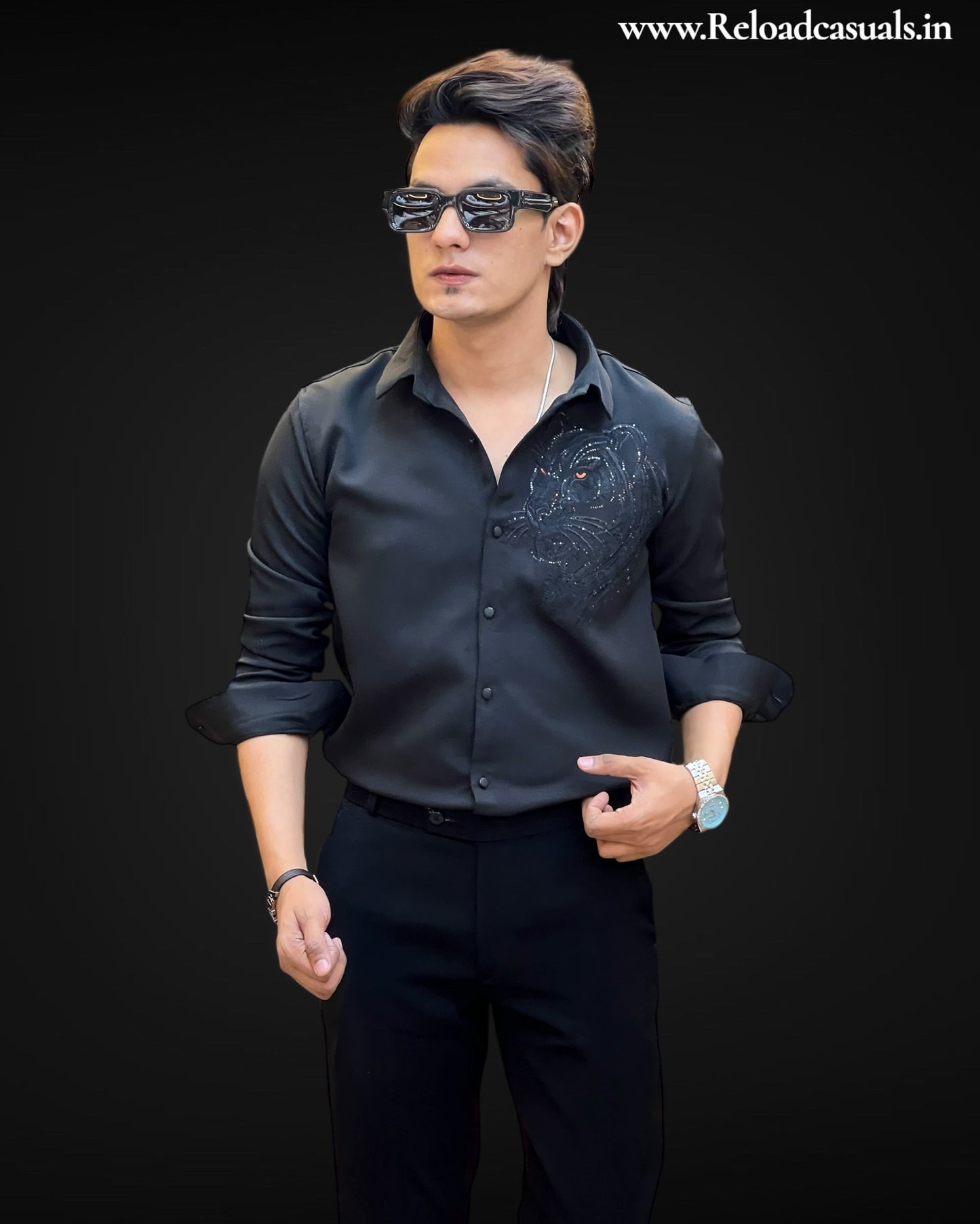 Shadow Lion Embroidery Shirt