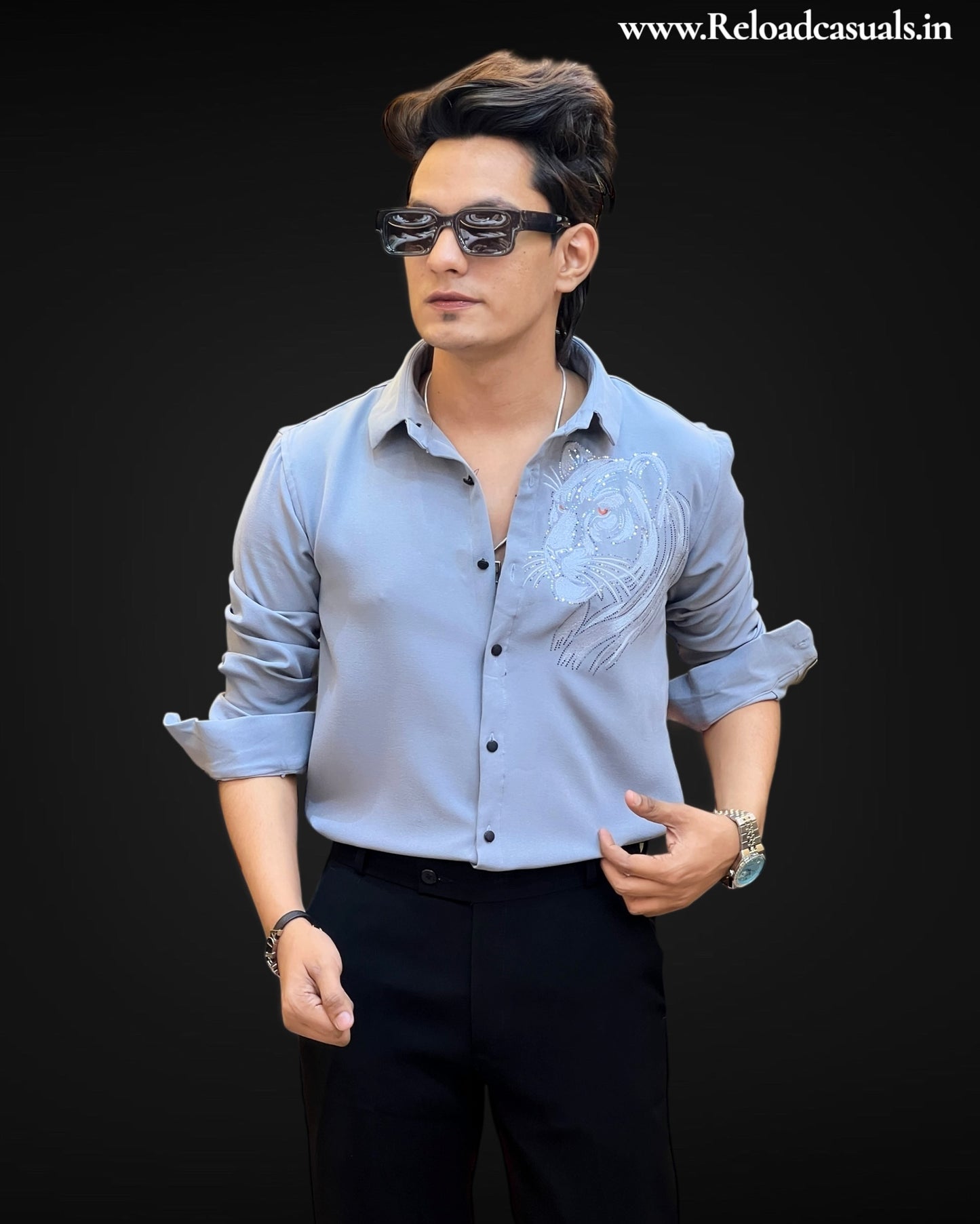 Shadow Lion Embroidery Shirt