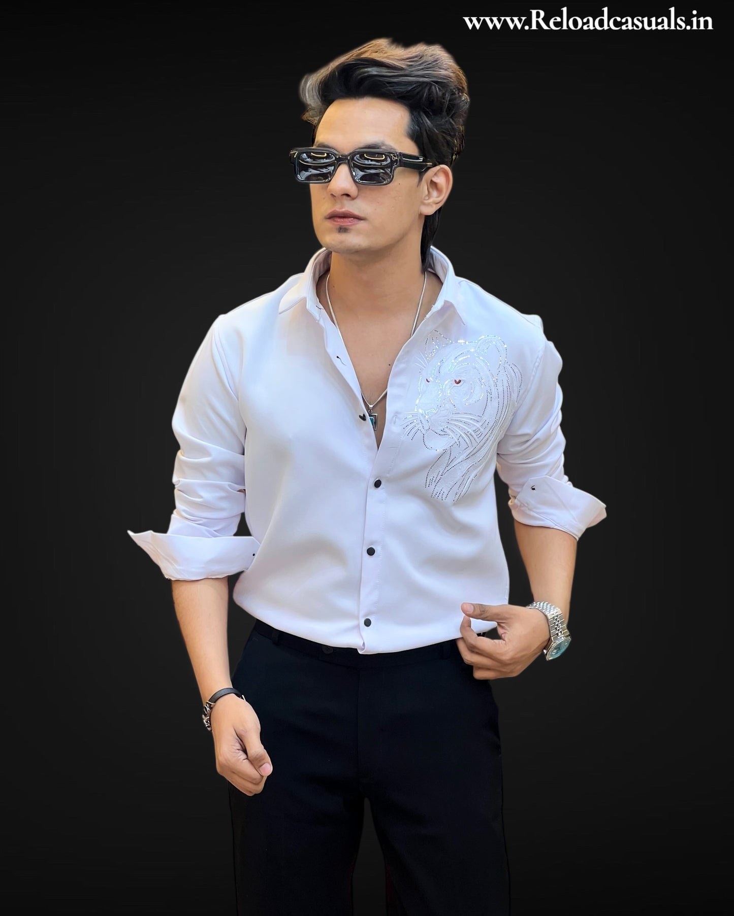 Shadow Lion Embroidery Shirt