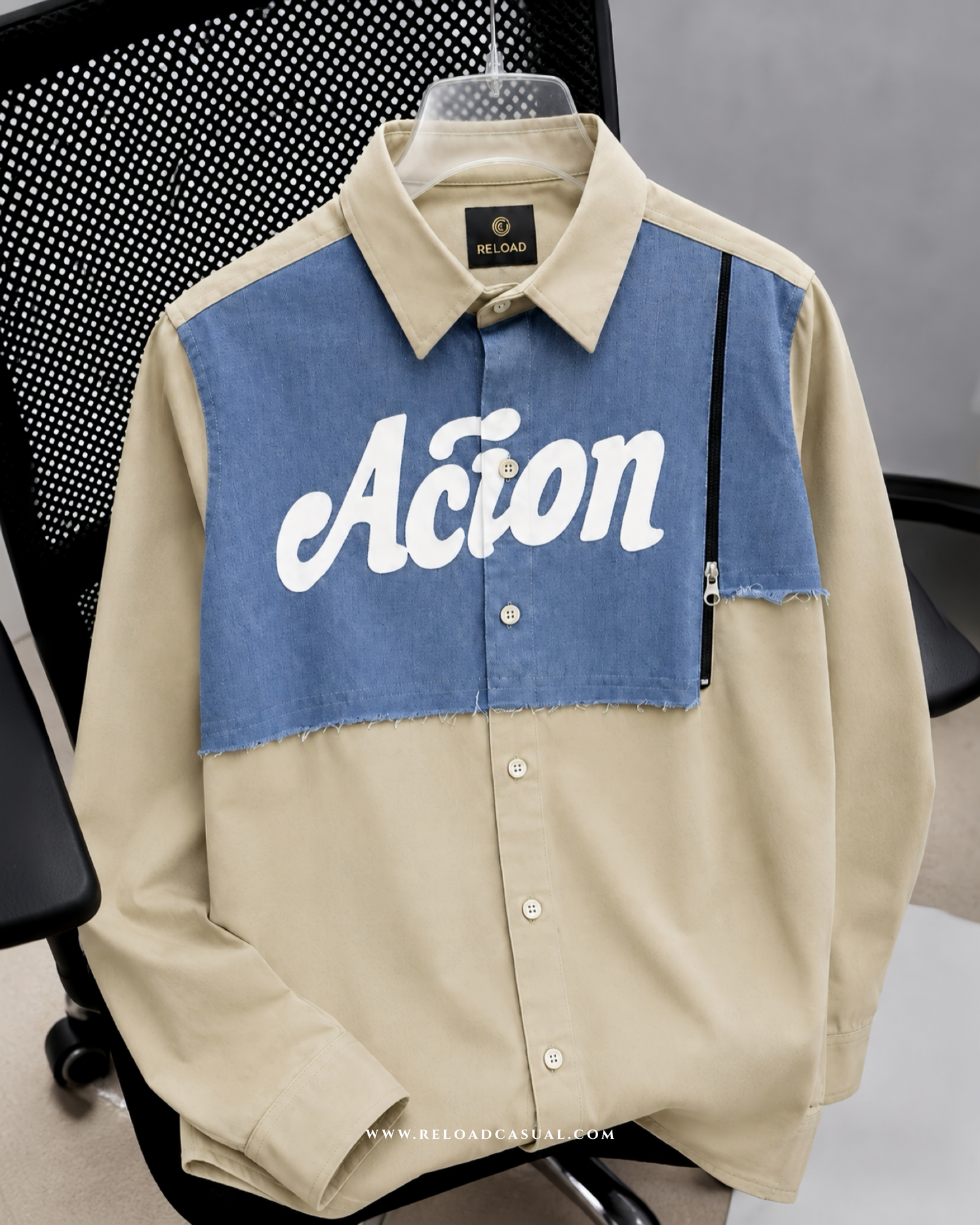 Action Denim Patch Side Zip Shirt