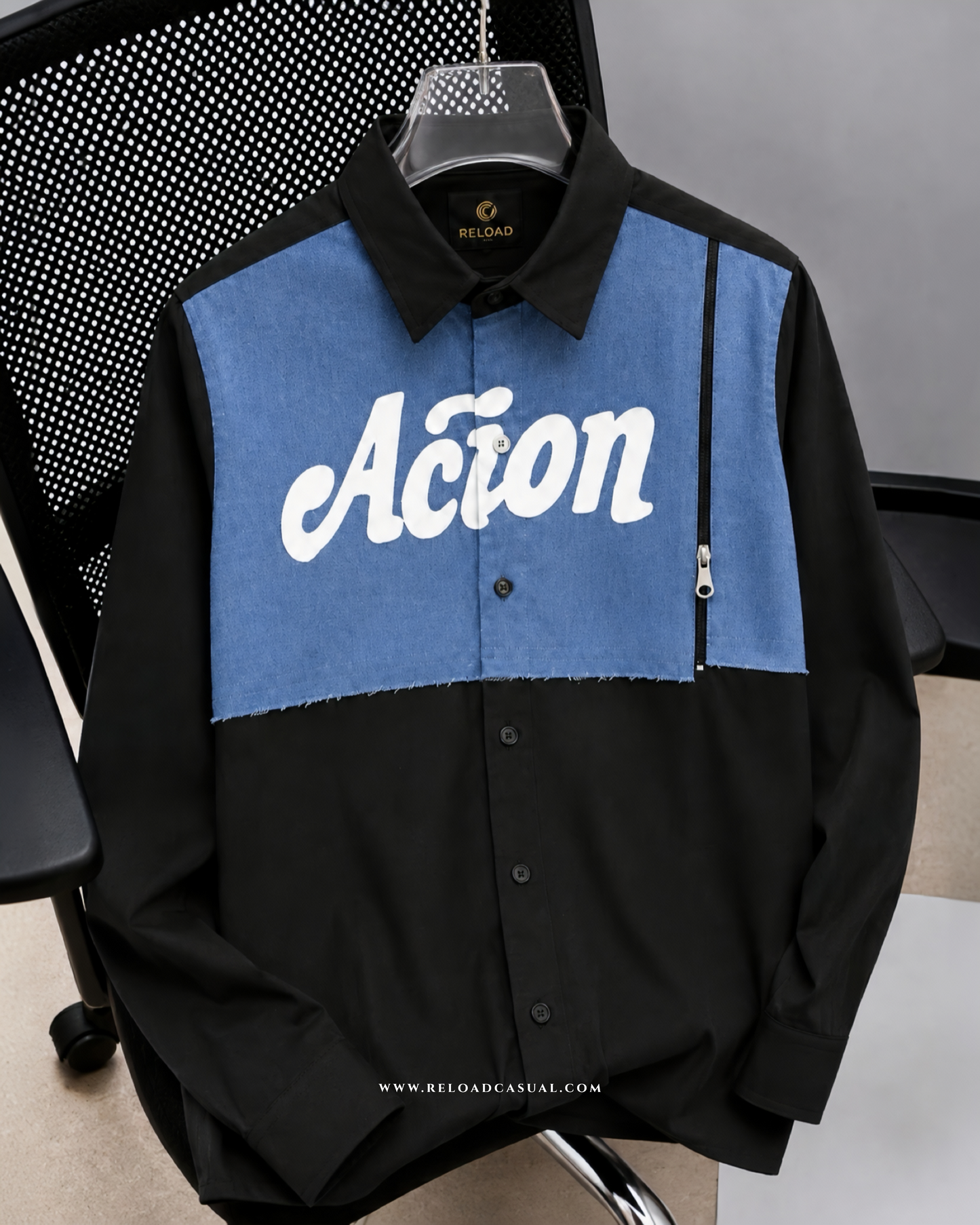 Action Denim Patch Side Zip Shirt
