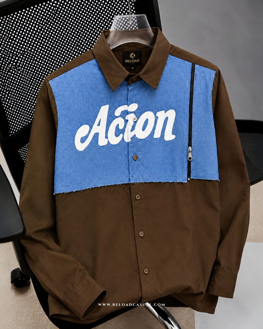 Action Denim Patch Side Zip Shirt
