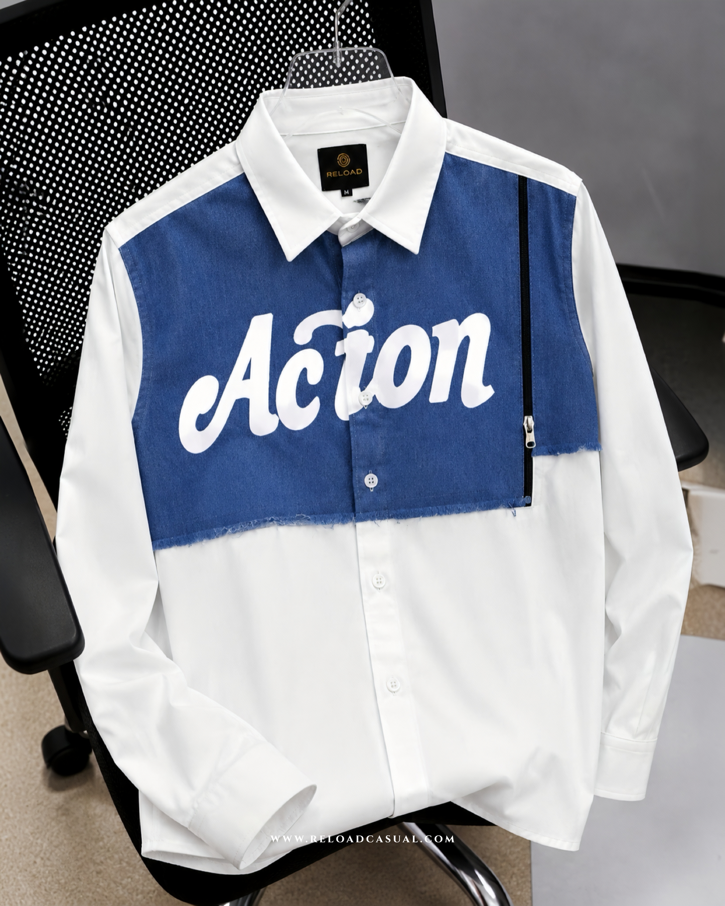 Action Denim Patch Side Zip Shirt