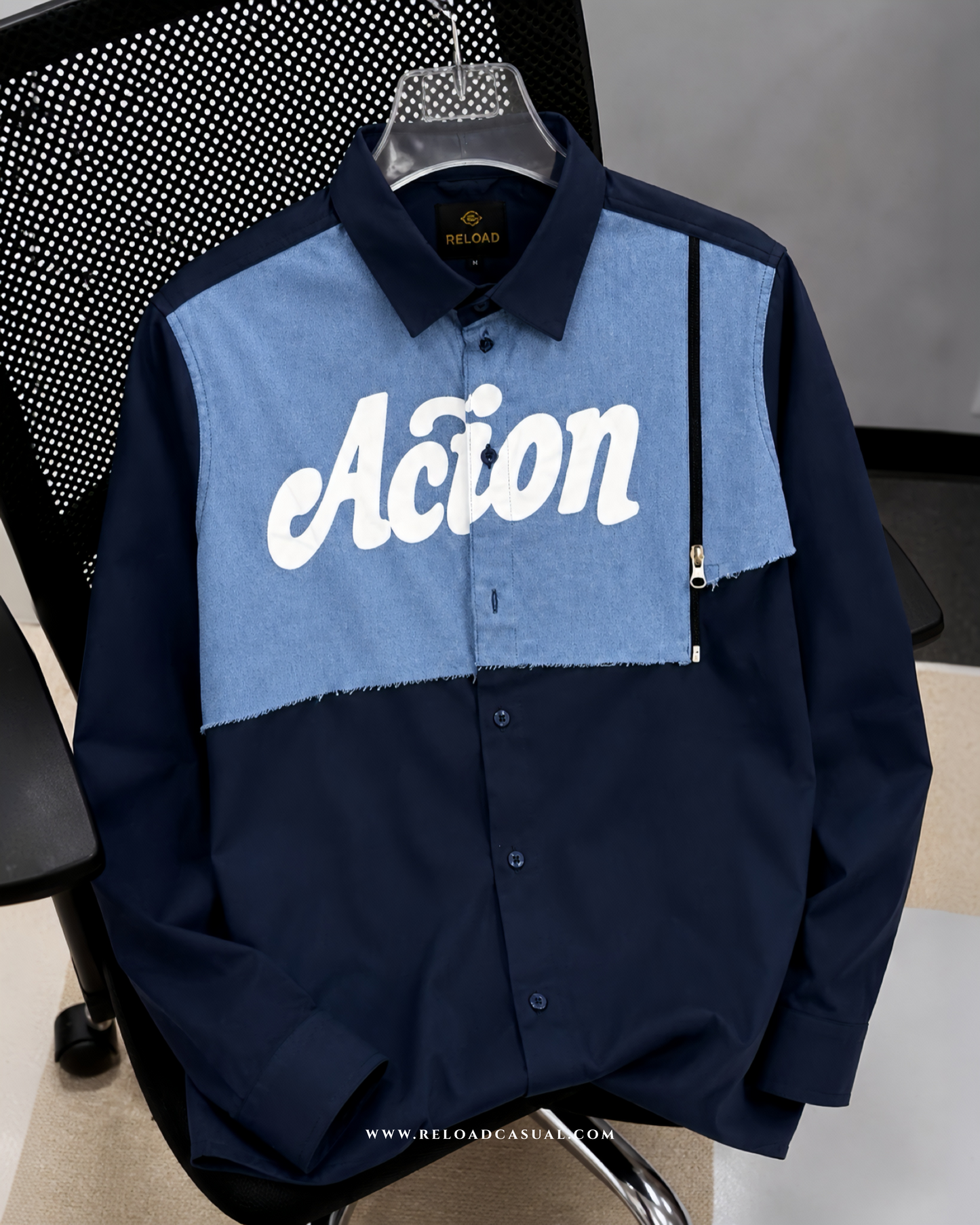 Action Denim Patch Side Zip Shirt