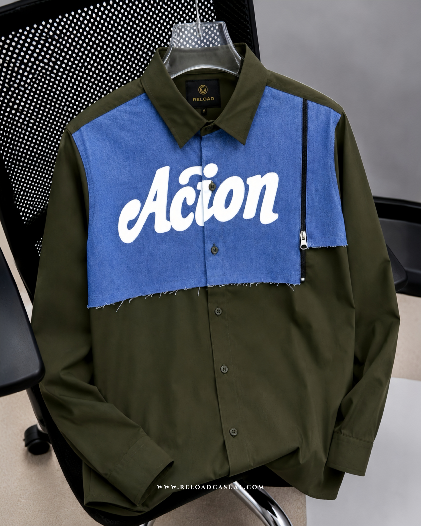 Action Denim Patch Side Zip Shirt