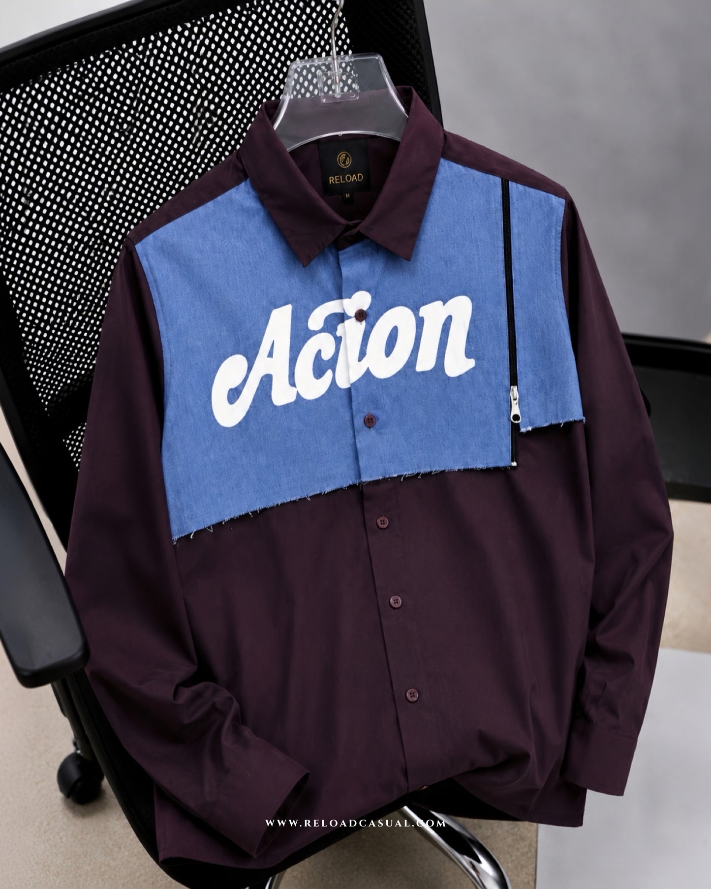 Action Denim Patch Side Zip Shirt