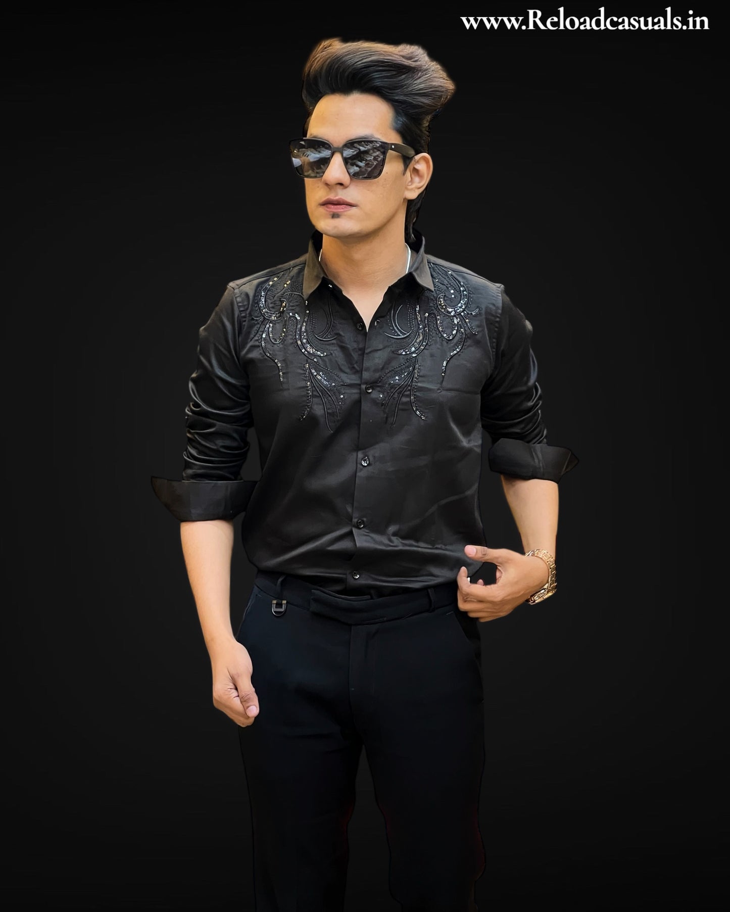 WaveGlint Embroidered Shirt