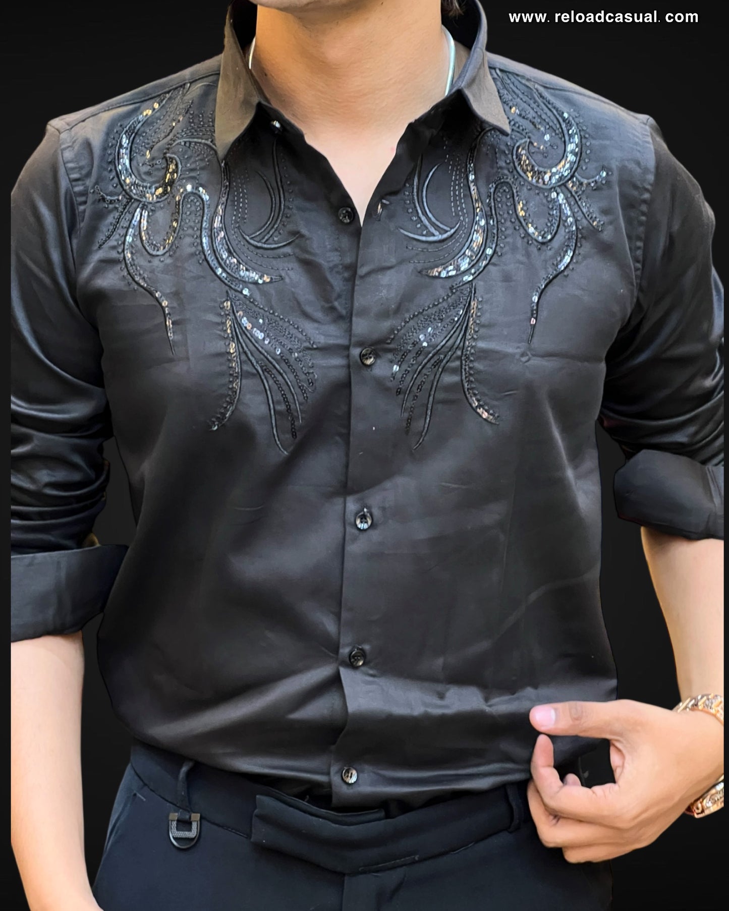 WaveGlint Embroidered Shirt