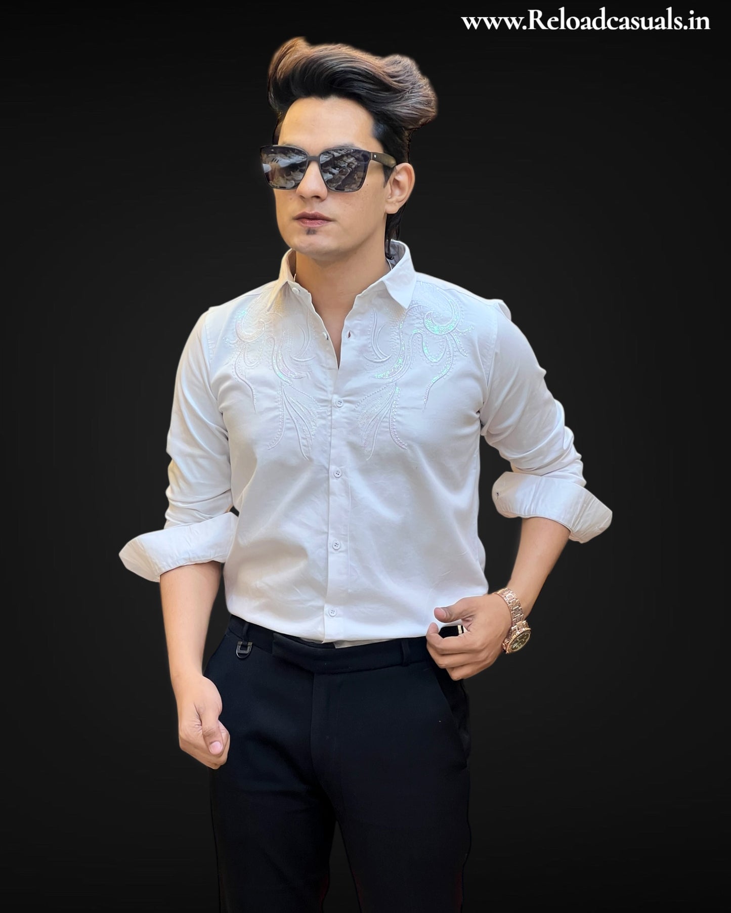 WaveGlint Embroidered Shirt