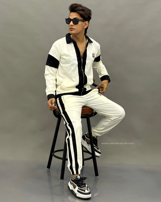 Relaxed Casual Style Zip Collar Tracksuit Set