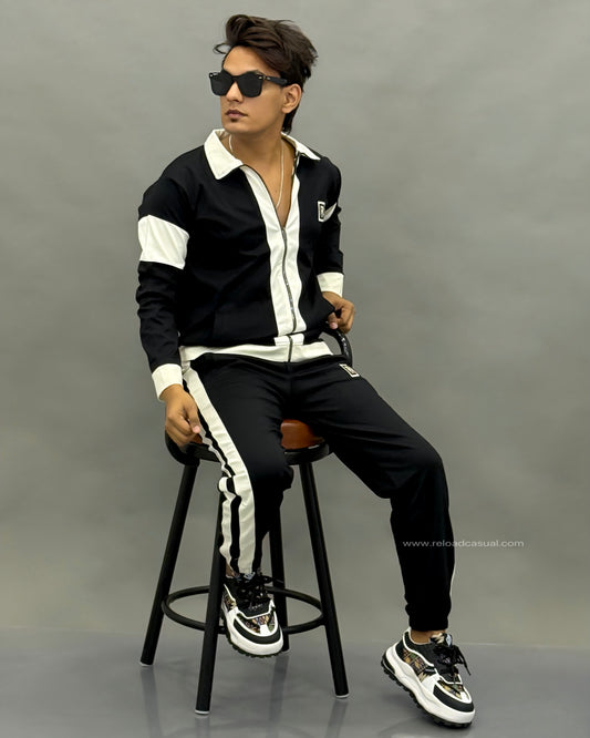 Relaxed Casual Style Zip Collar Tracksuit Set