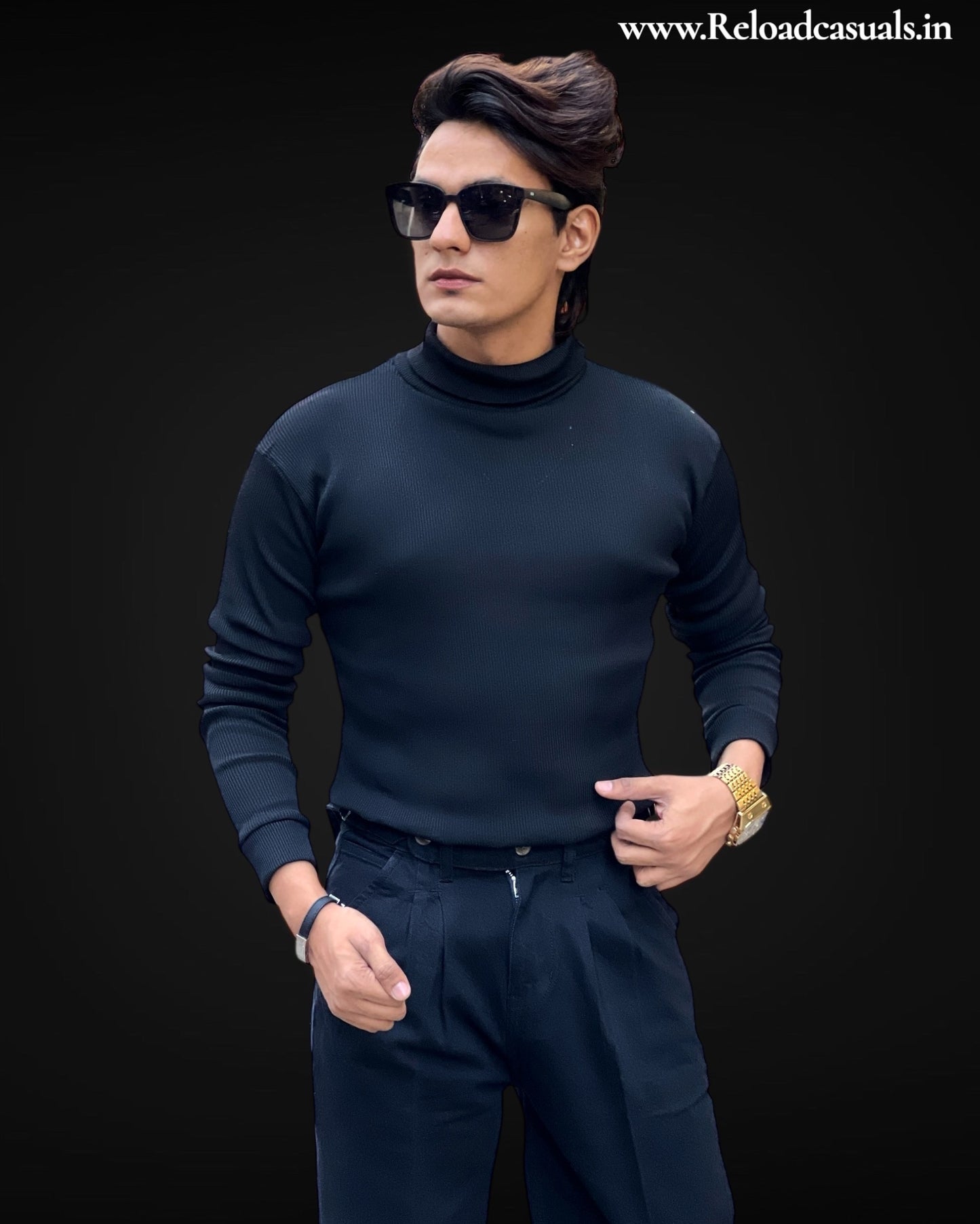 Ribbed Turtleneck T-Shirt