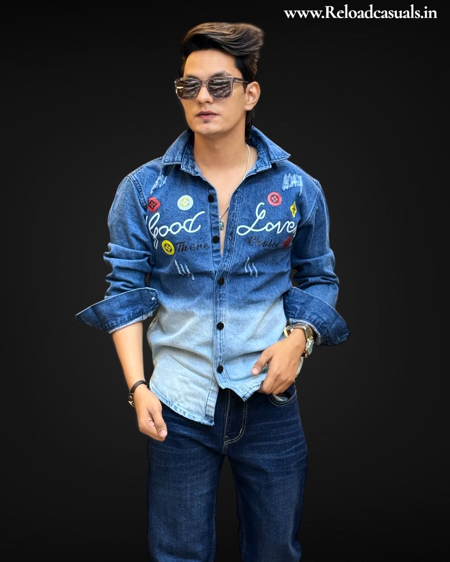 Denim Dual-Tone Good Love Shirt