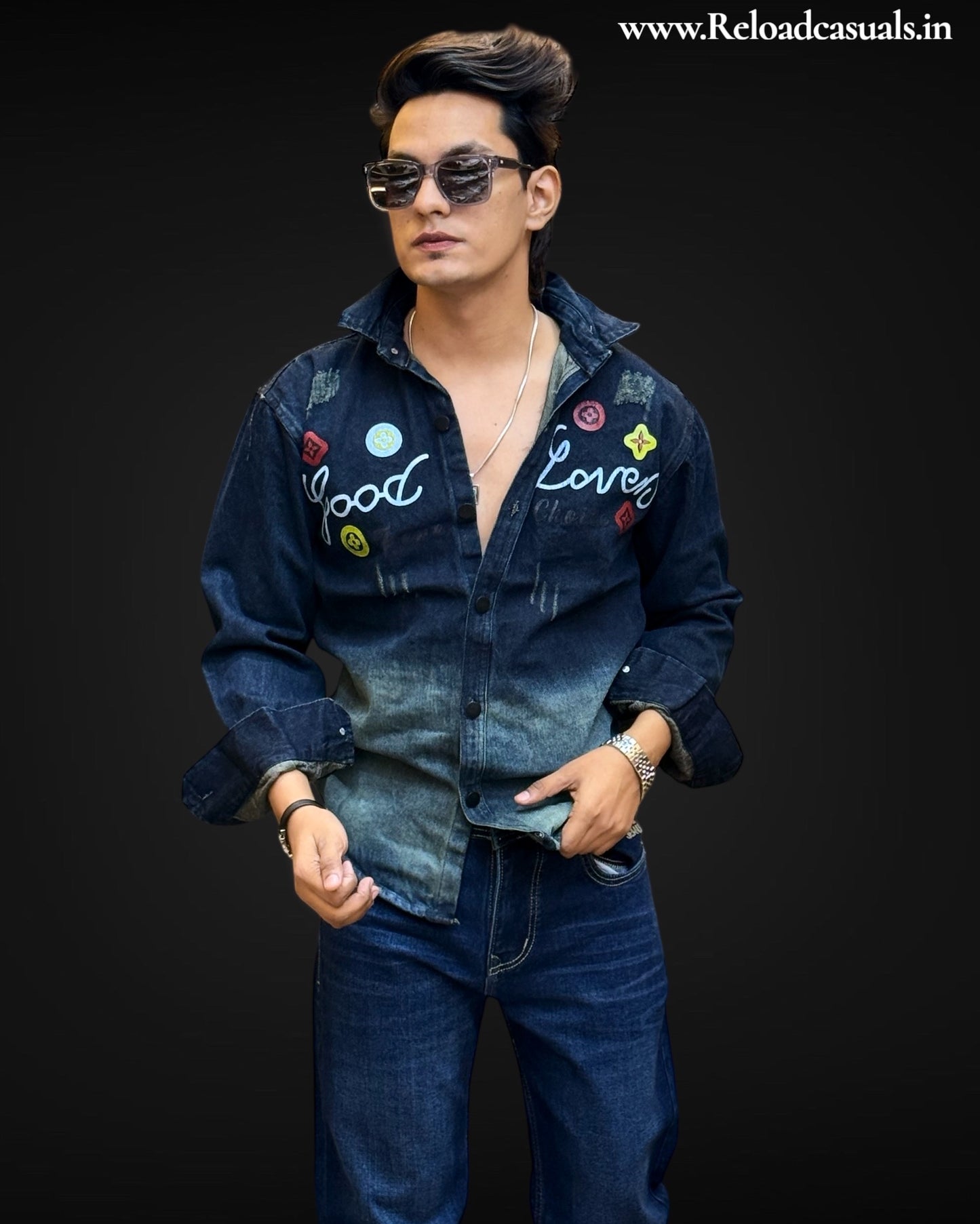 Denim Dual-Tone Good Love Shirt