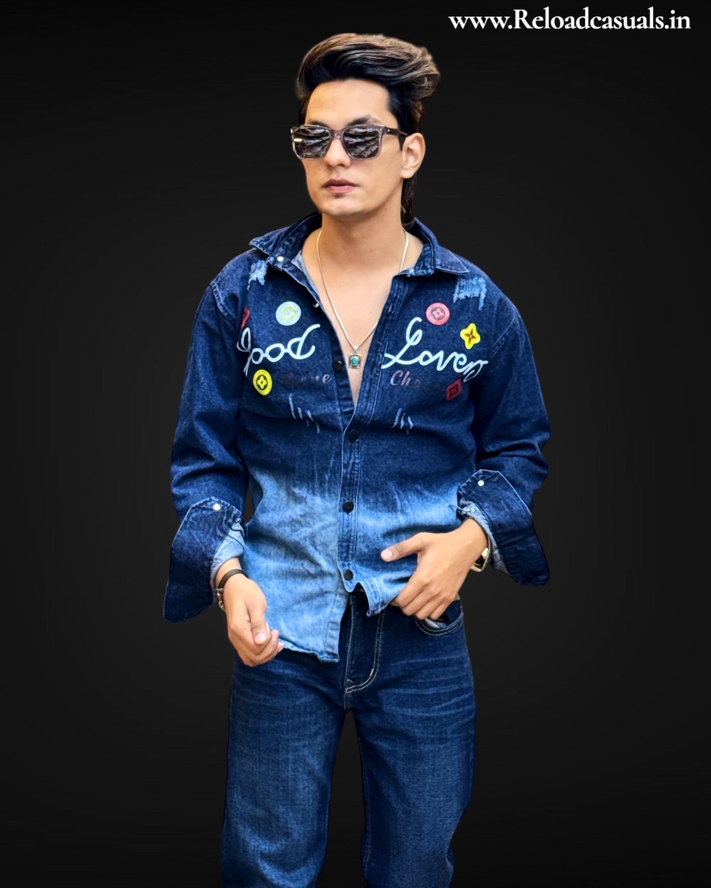Denim Dual-Tone Good Love Shirt