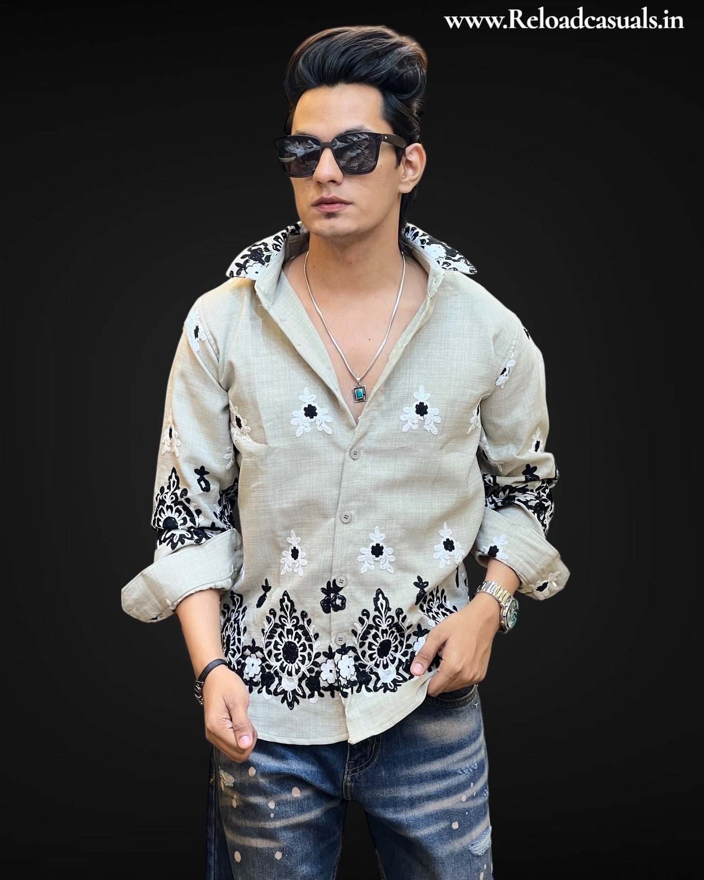 Floral Artisan Embroidered Shirt