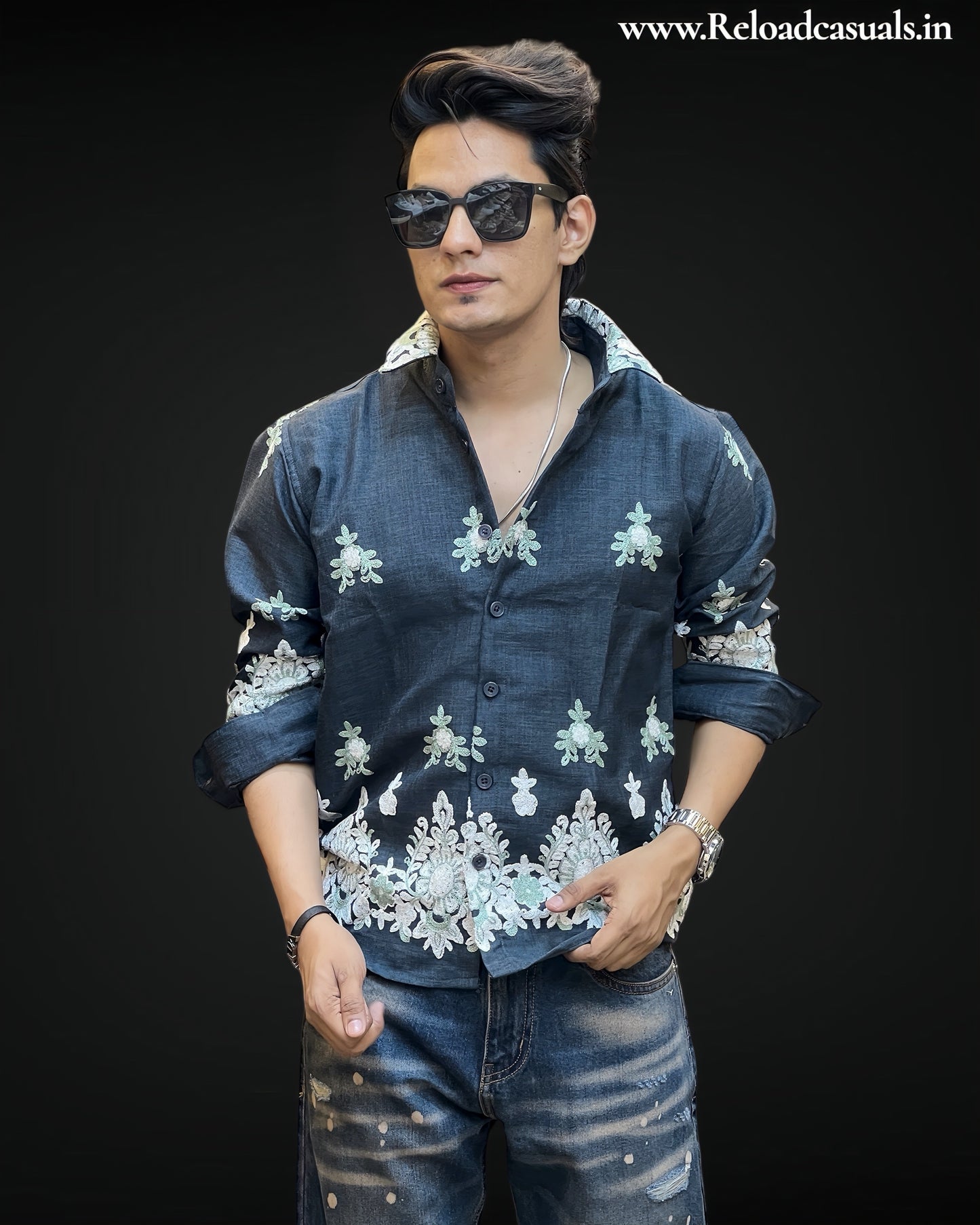 Floral Artisan Embroidered Shirt