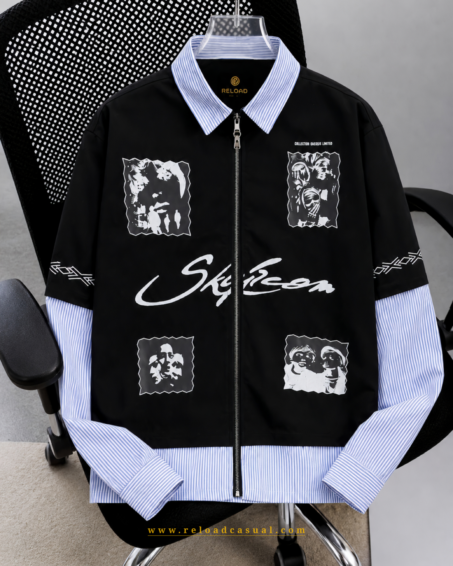 Multiple Face Style Contrast Zipper Shirt