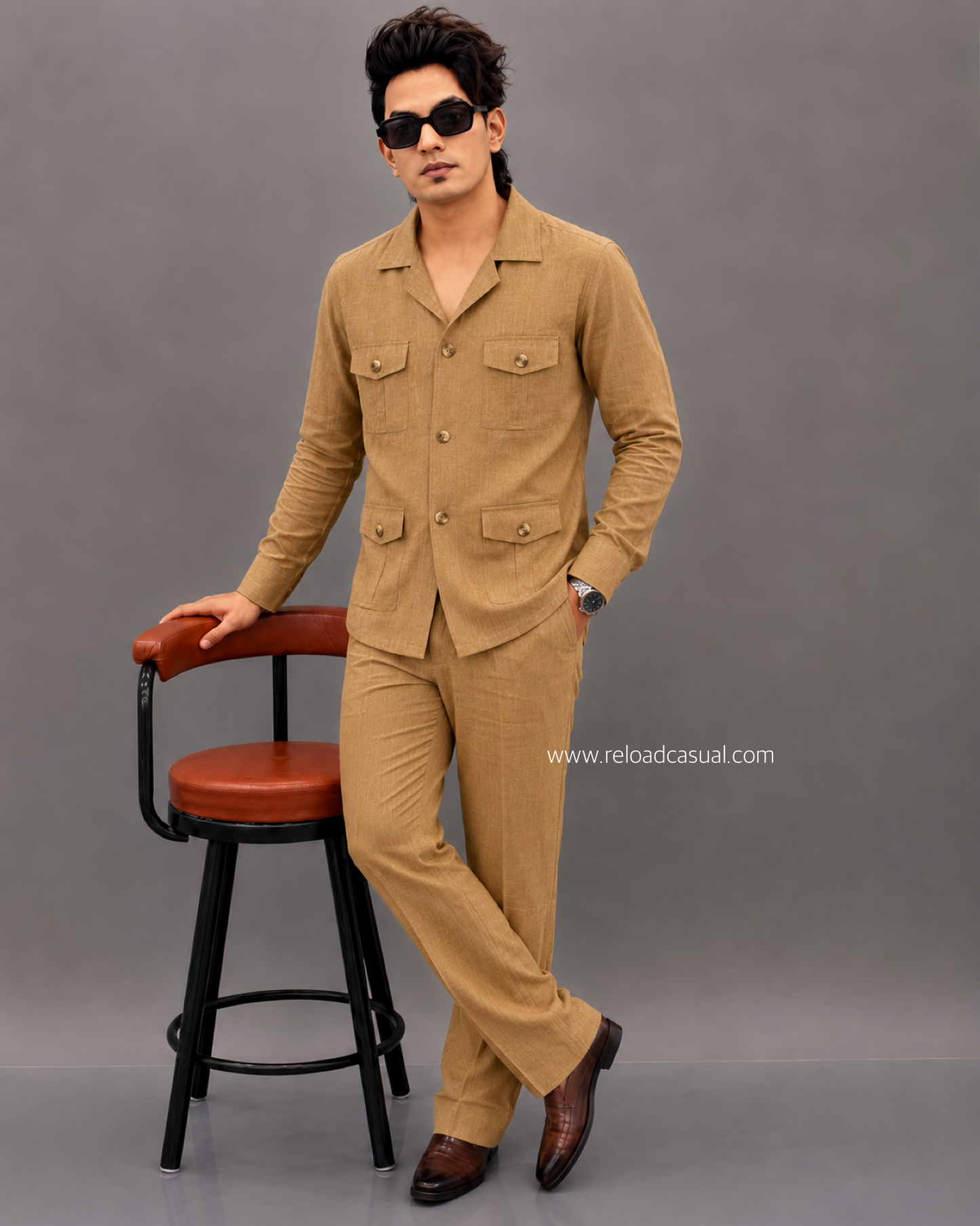 Linen Hunting Multiple Pocket Bootcut Co-ord Set