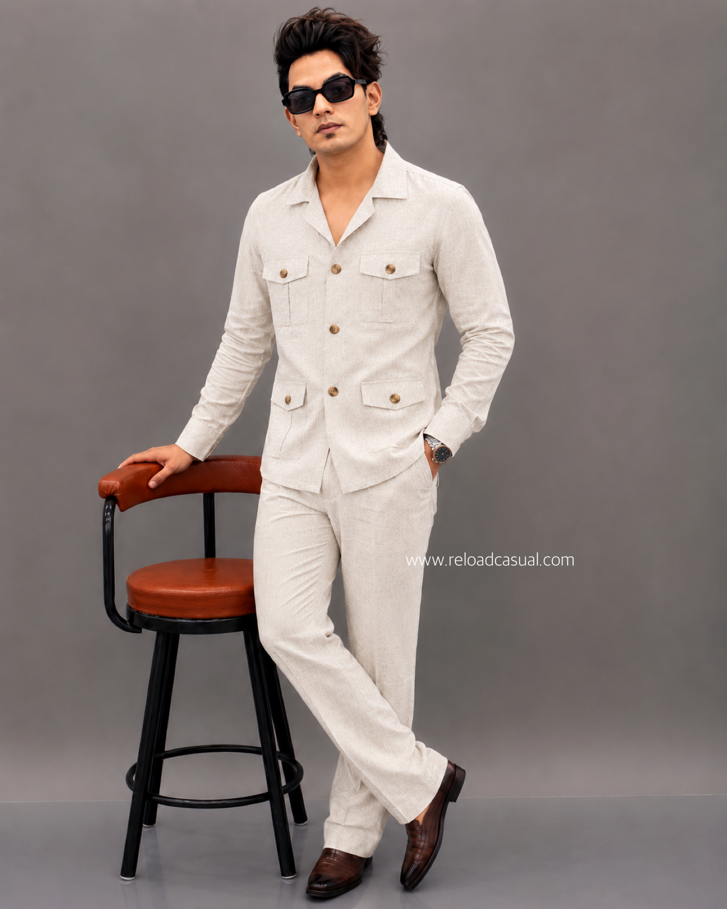 Linen Hunting Multiple Pocket Bootcut Co-ord Set
