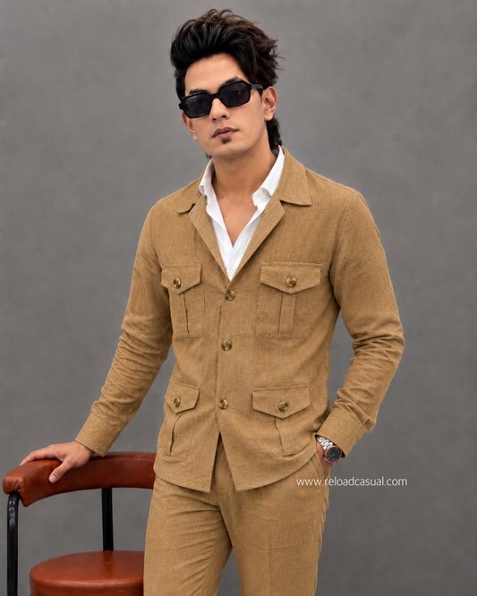 Linen Hunting Multiple Pocket Bootcut Co-ord Set