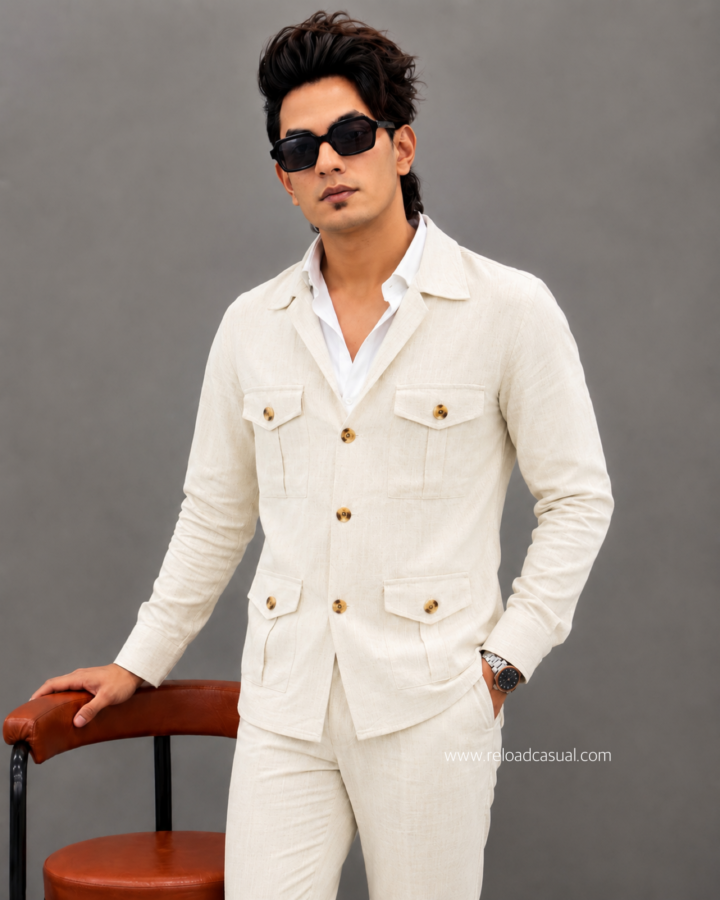 Linen Hunting Multiple Pocket Bootcut Co-ord Set