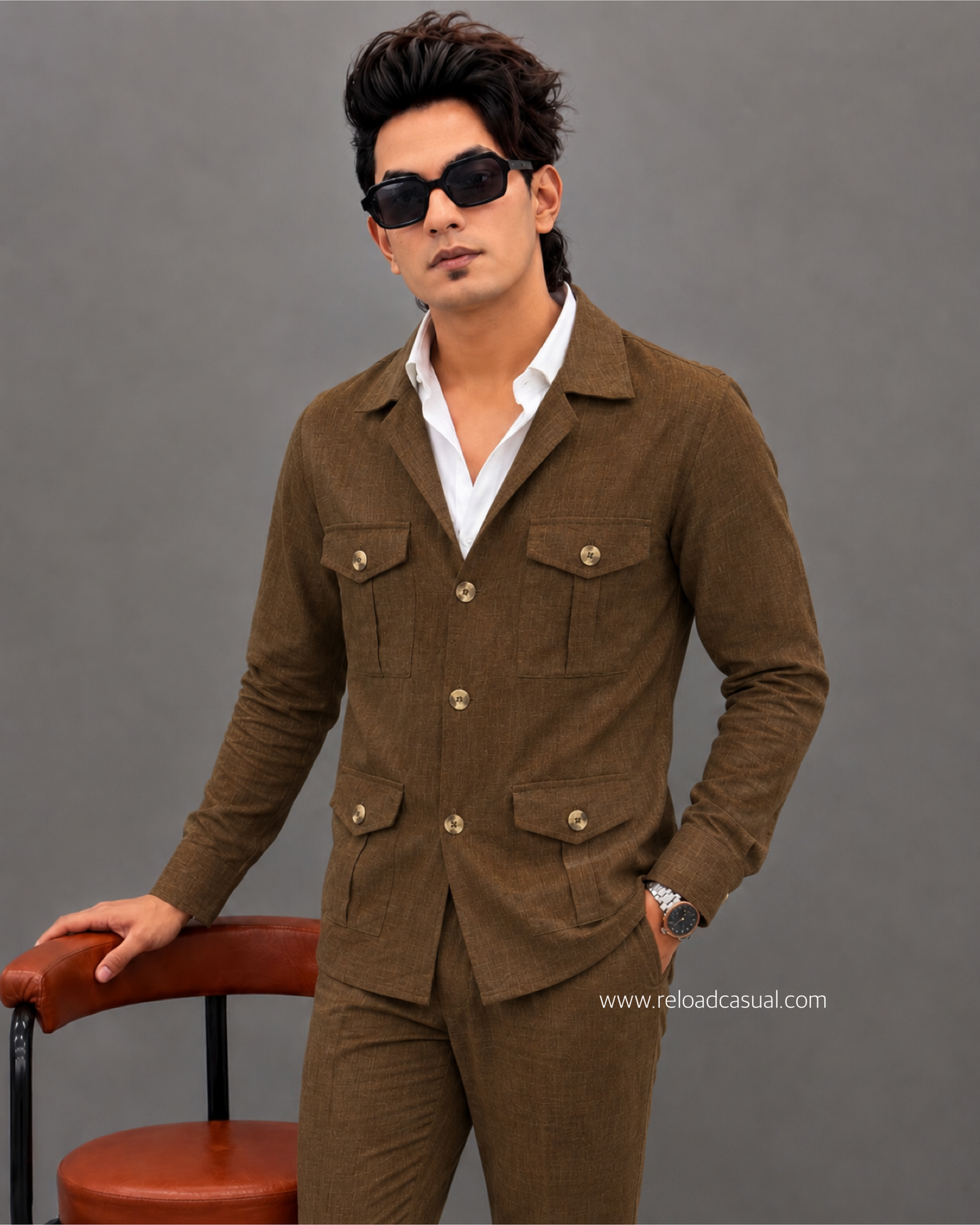 Linen Hunting Multiple Pocket Bootcut Co-ord Set
