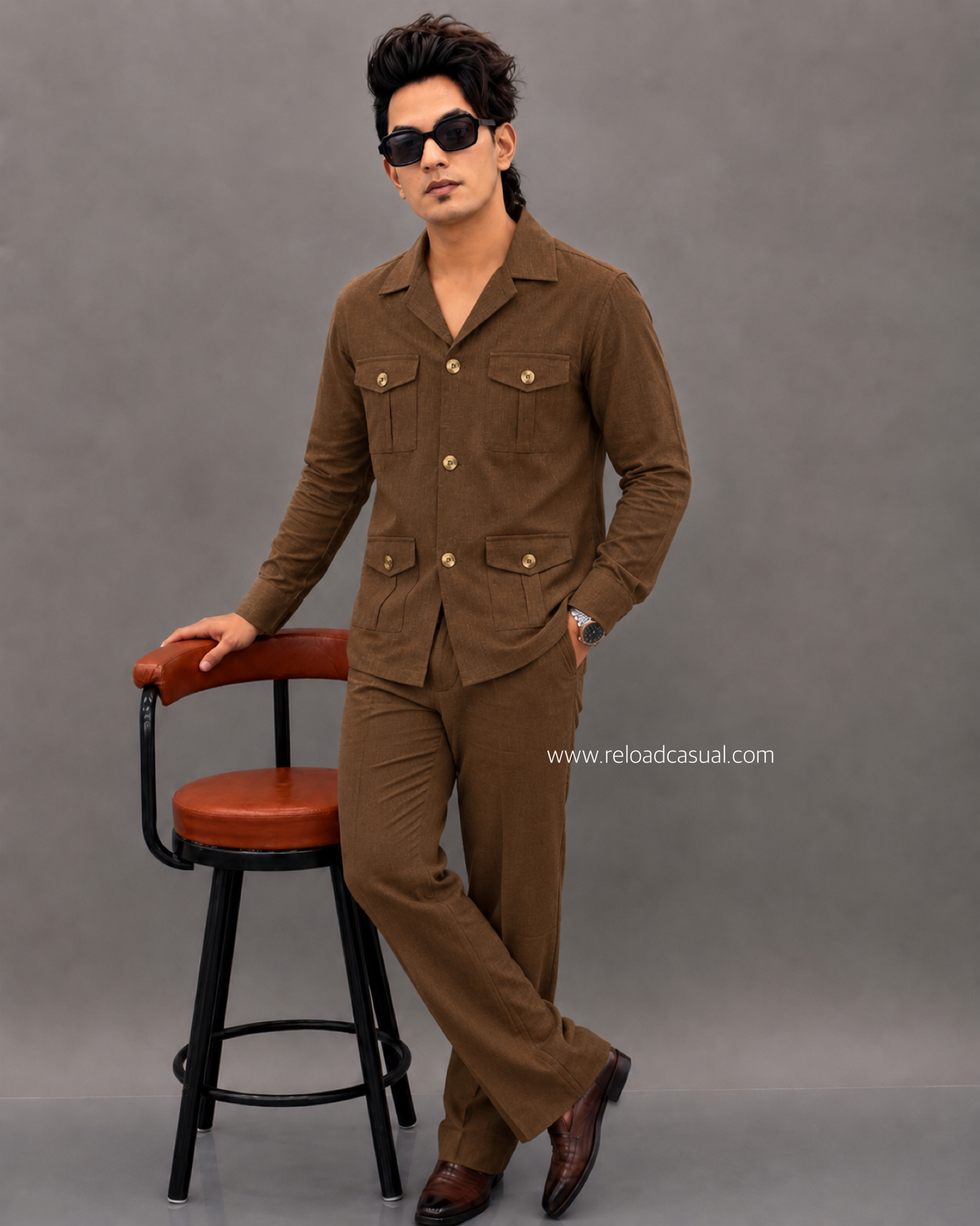 Linen Hunting Multiple Pocket Bootcut Co-ord Set