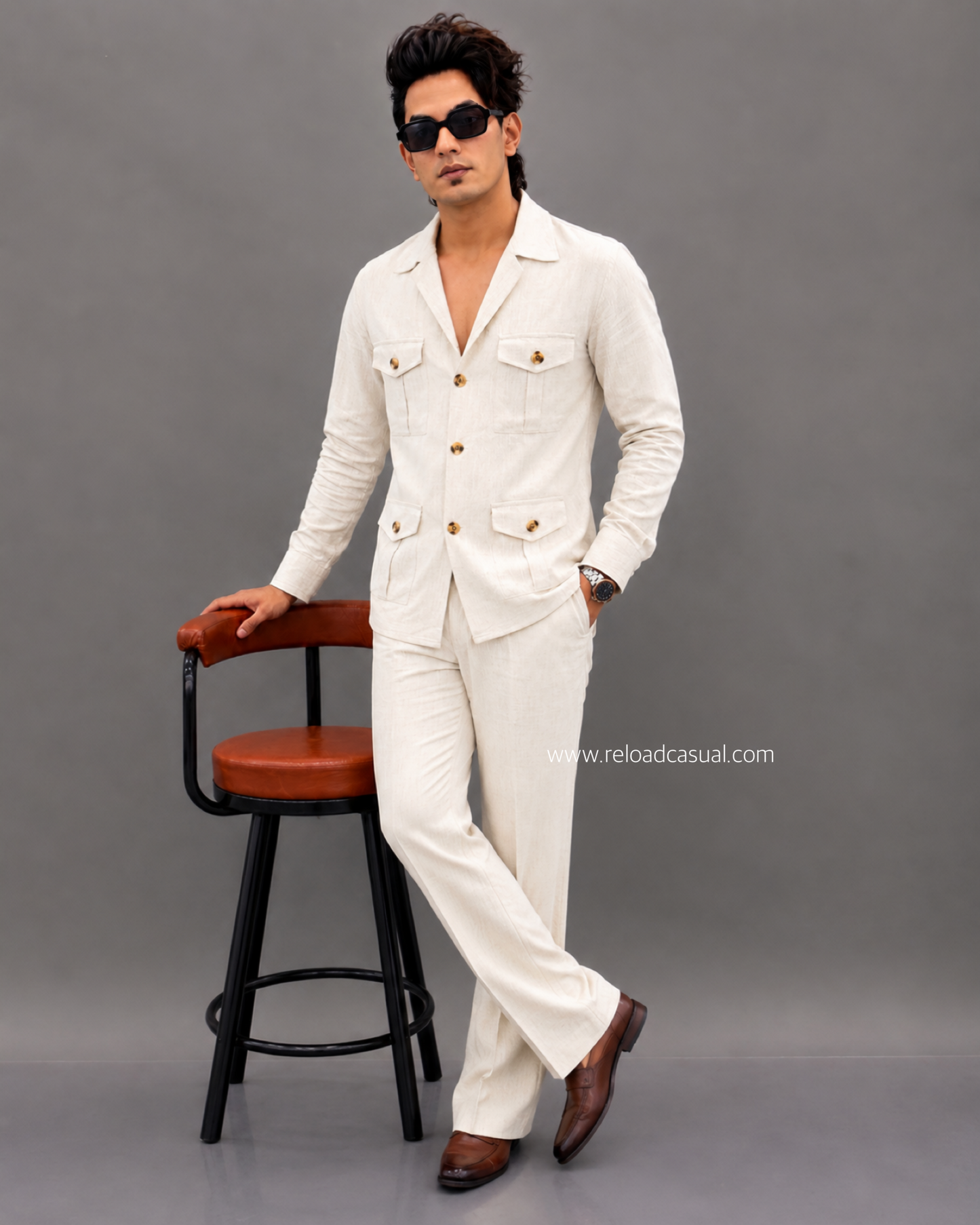 Linen Hunting Multiple Pocket Bootcut Co-ord Set