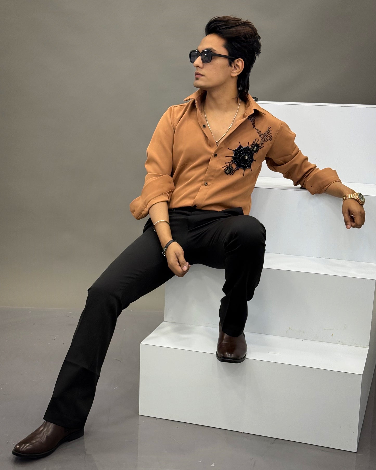 Hand-Beaded Spider Web Shirt