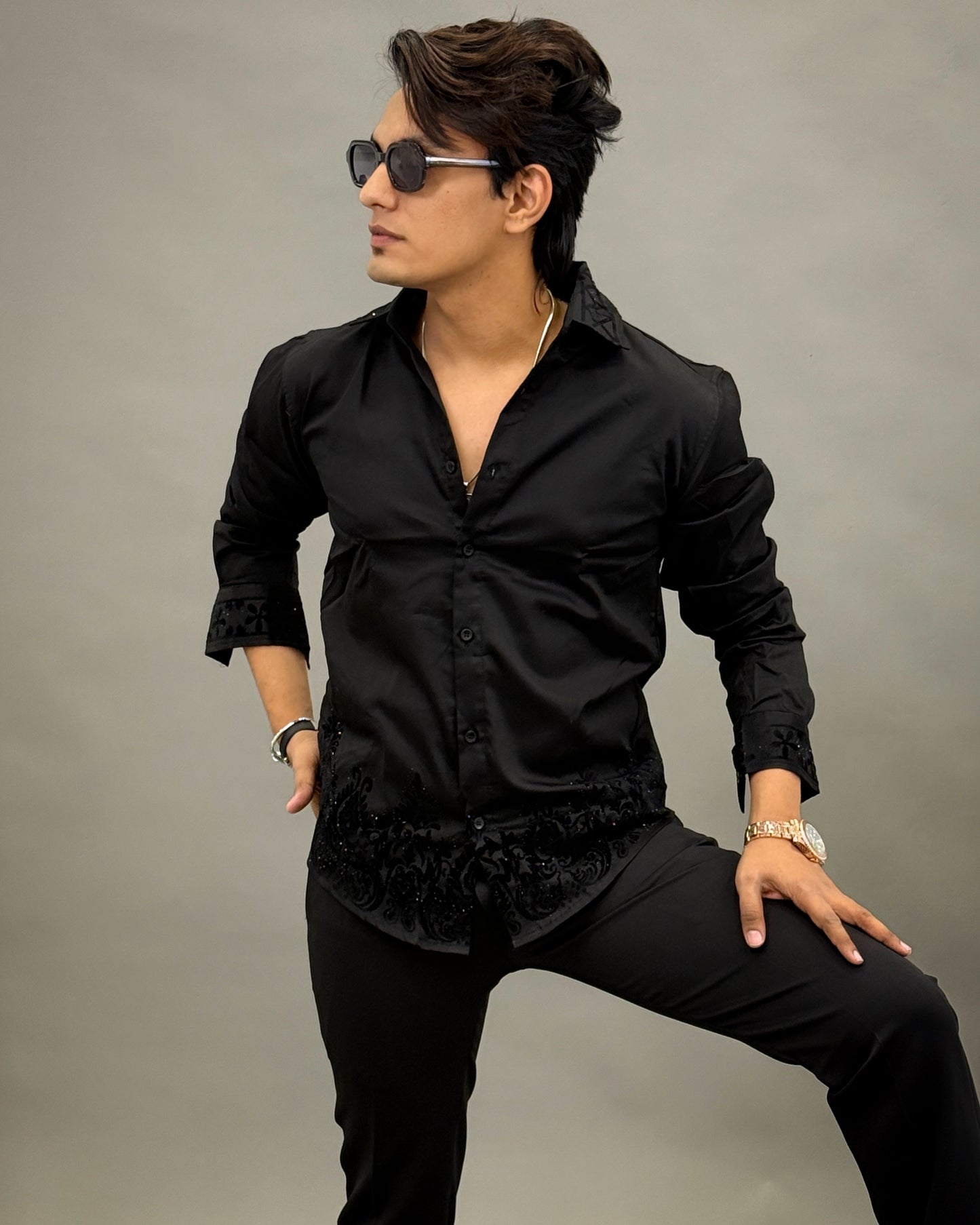 Border Velvet touch designer Shirt