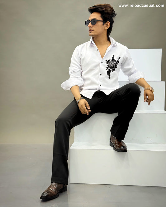 Black details hand work shirt