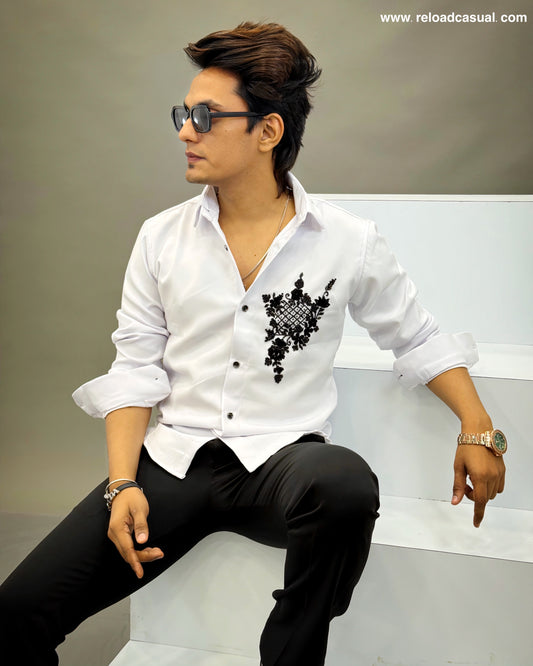 Black details hand work shirt