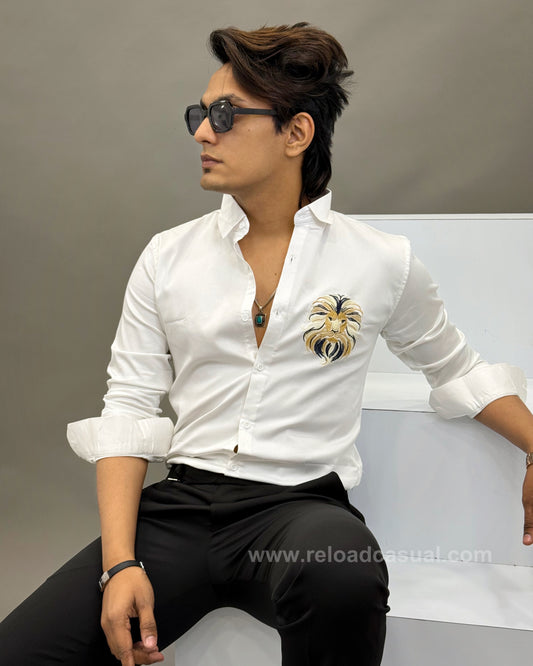 Lion Design Embroidered Shirt