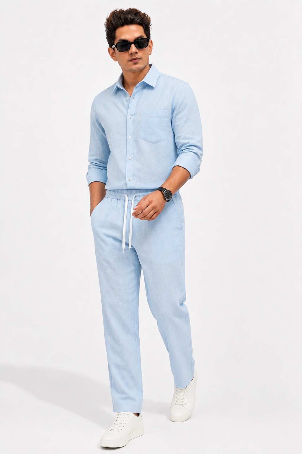 Summer Comfort Pocket Linen Tracksuit Set