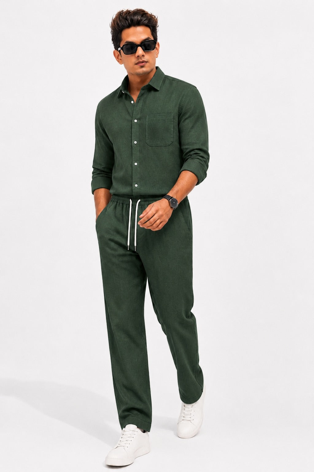 Summer Comfort Pocket Linen Tracksuit Set