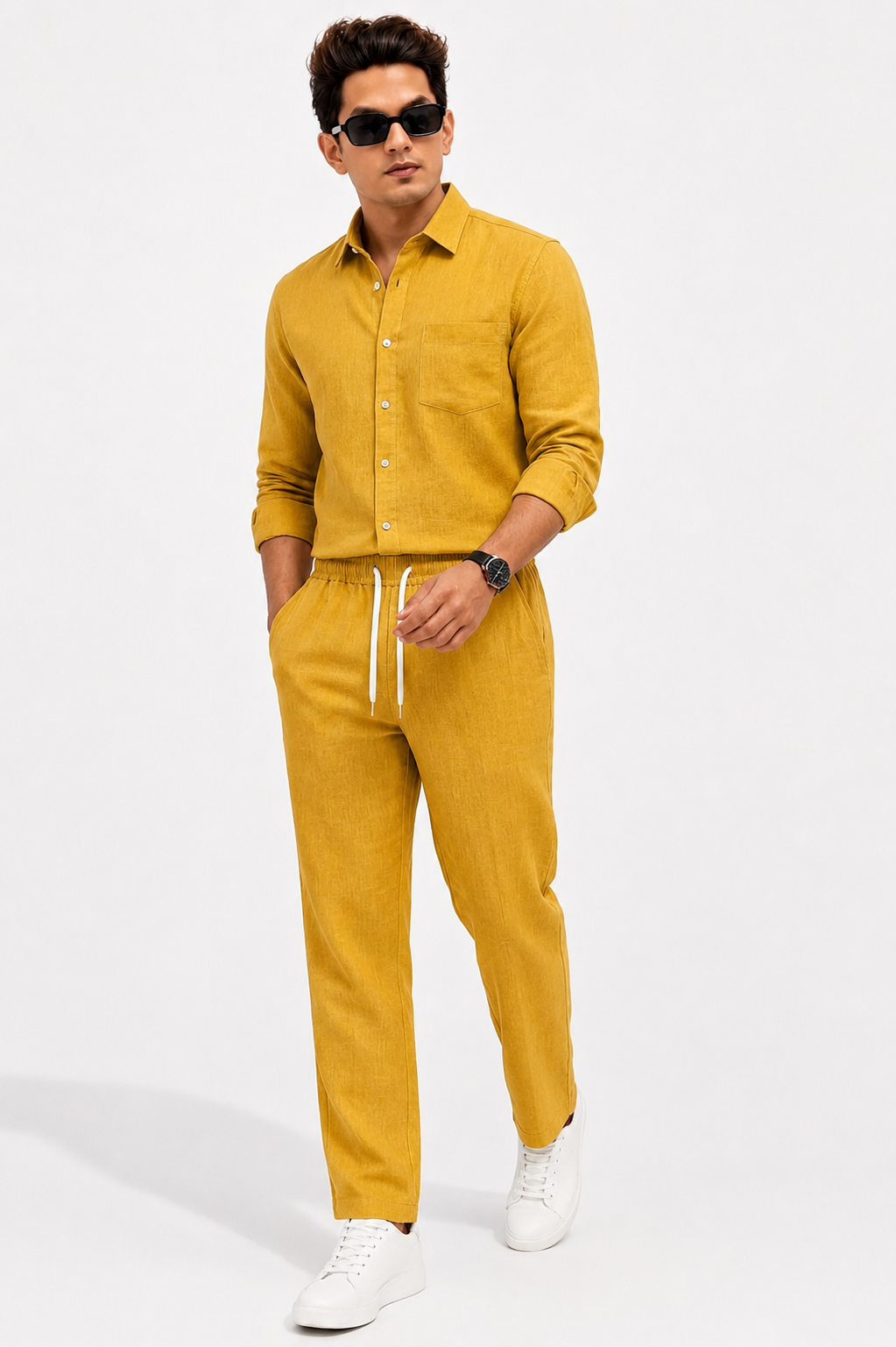 Summer Comfort Pocket Linen Tracksuit Set