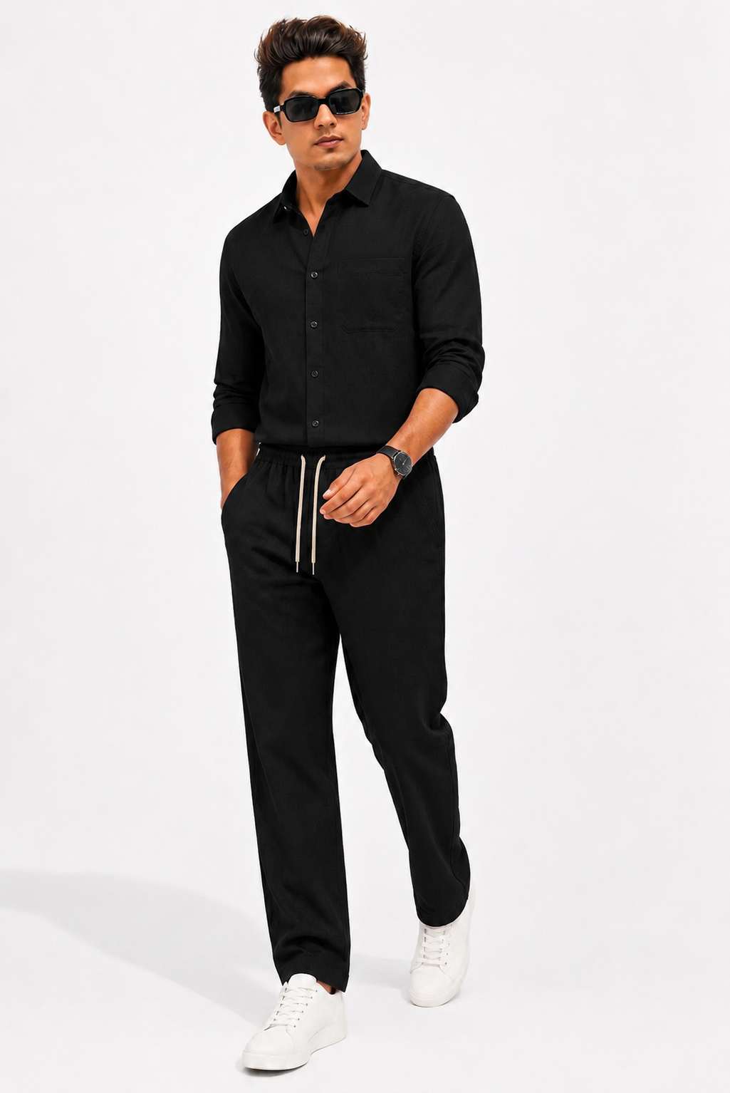 Summer Comfort Pocket Linen Tracksuit Set
