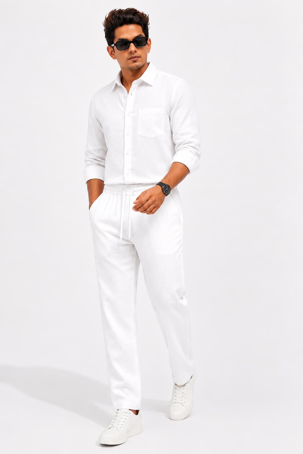 Summer Comfort Pocket Linen Tracksuit Set