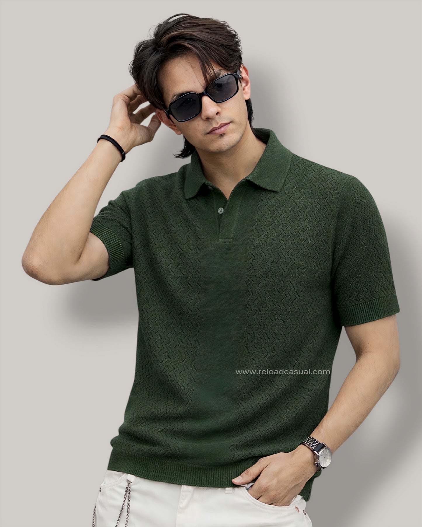 Men's Knitted Collar Neck T-Shirt