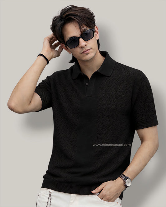 Men's Knitted Collar Neck T-Shirt