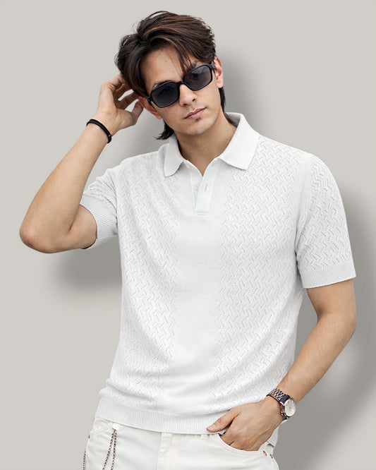 Men's Knitted Collar Neck T-Shirt