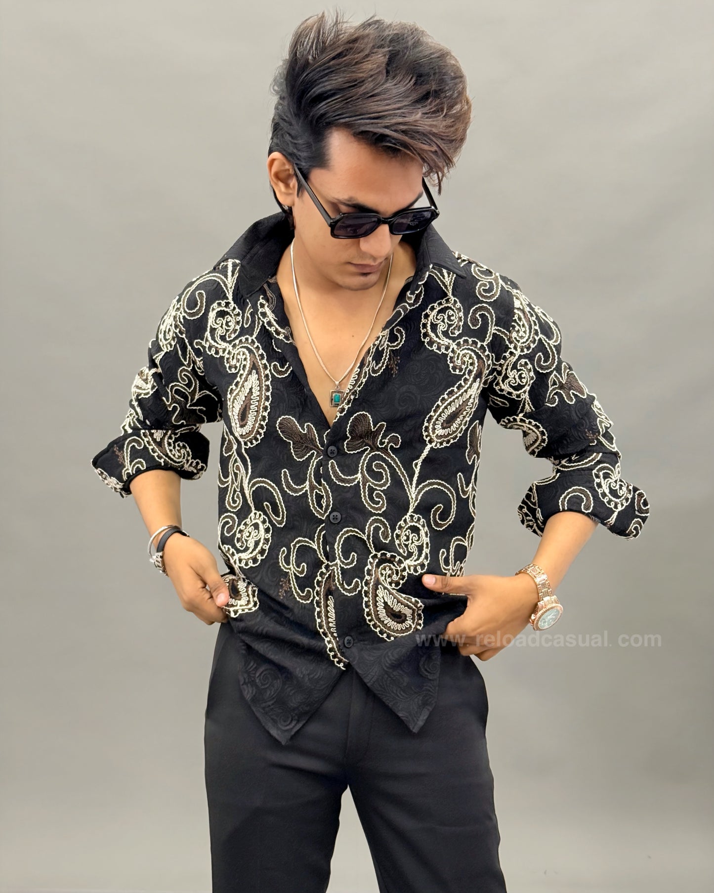 Self Designer fabric embroidery shirt